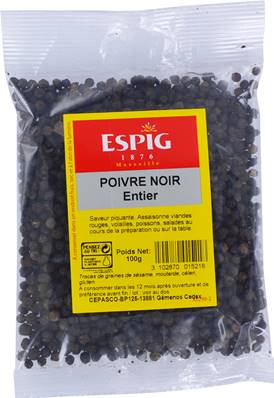 POIVRE NOIR GRAIN 100G/ESPIG/IMP